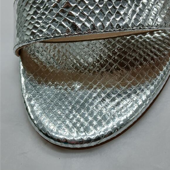 Michael Michael Kors Amal High Heel Shoes Womens 9M Silver Metallic Sandals - Picture 12 of 14